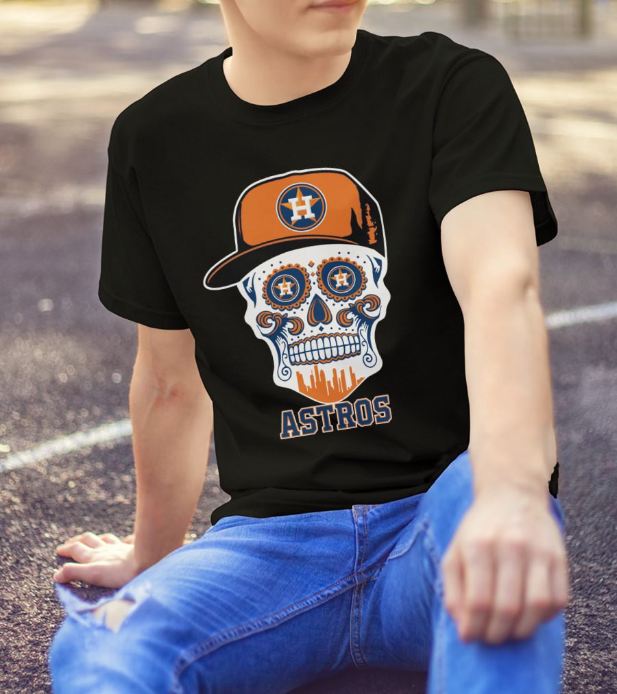 Houston Astros Skull Halloween Sugar Skull Style T-Shirt