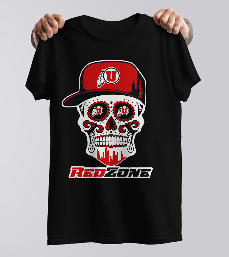Red Zone Utah Utes Skull Cap T-Shirt
