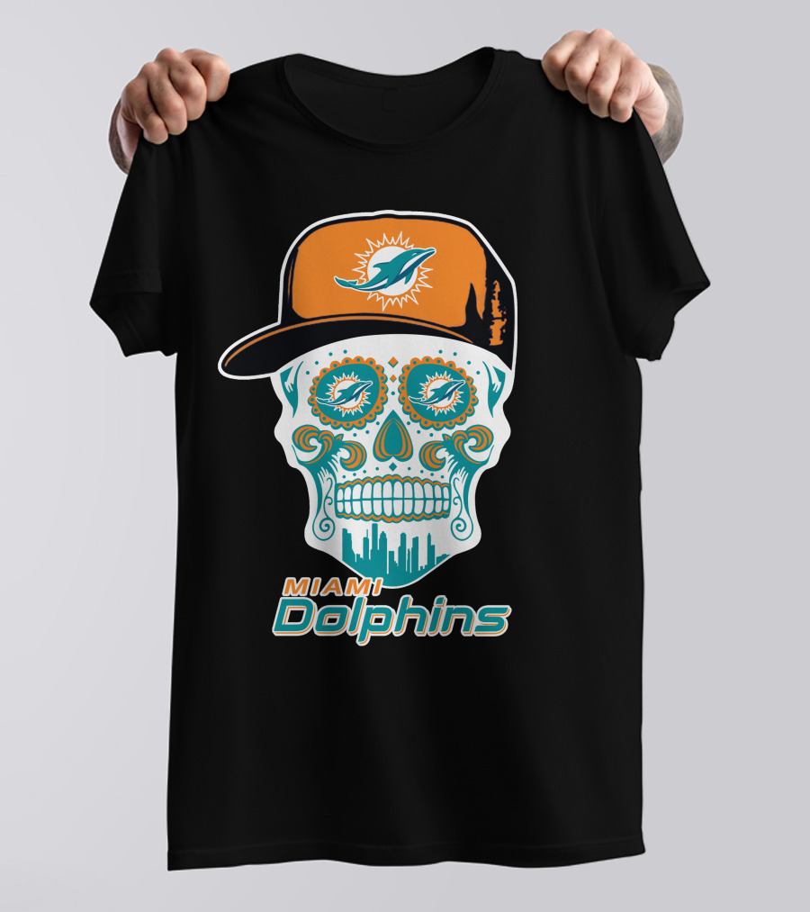 Miami Dolphins Skull With Hat T-Shirt