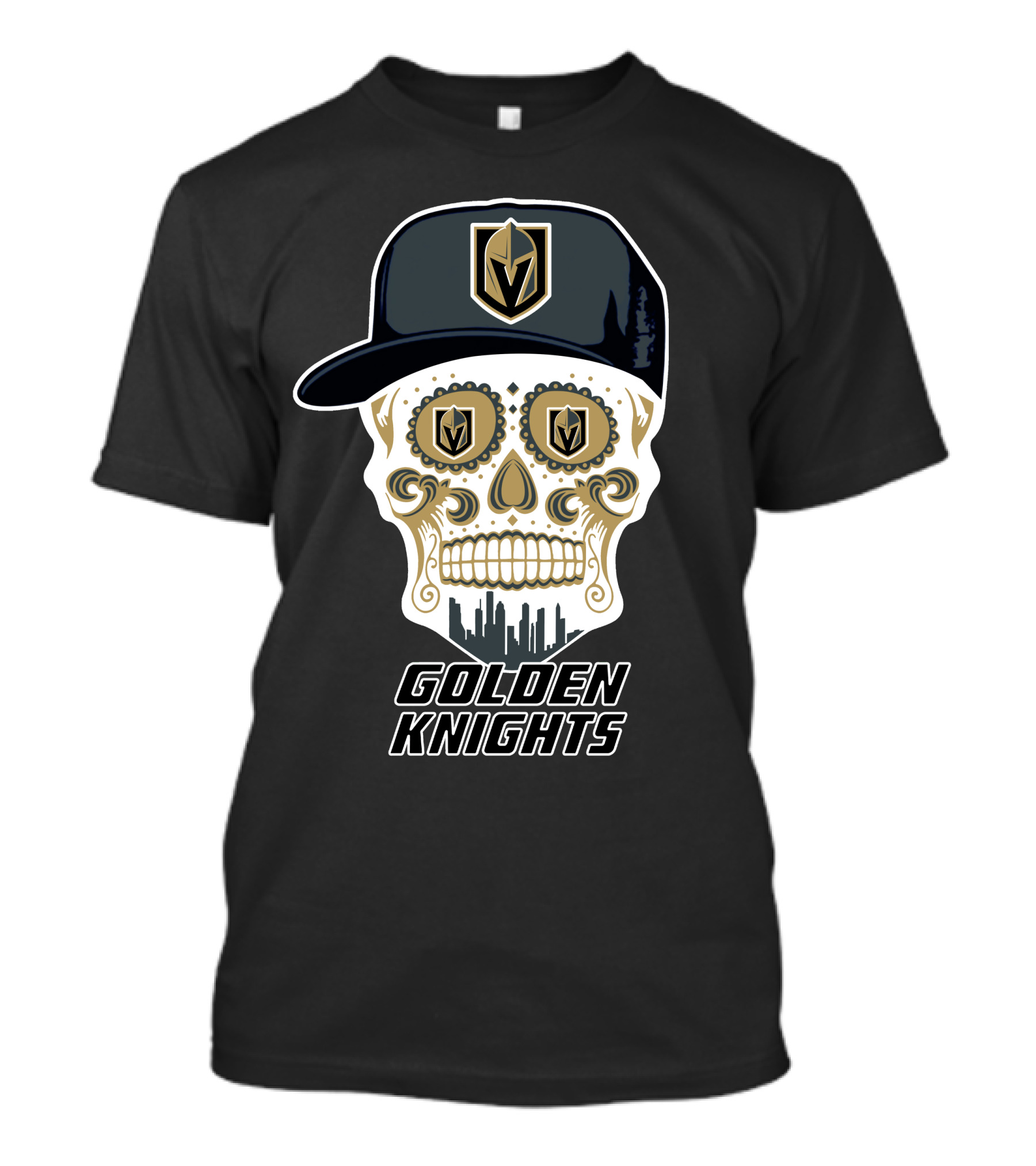 Golden Knights Skull Cap Logo Fun T-Shirt