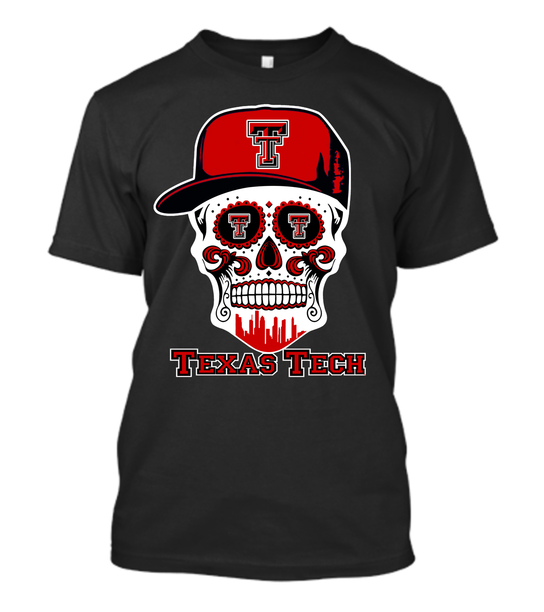 Texas Tech Red Raiders Skull With Hat T-Shirt
