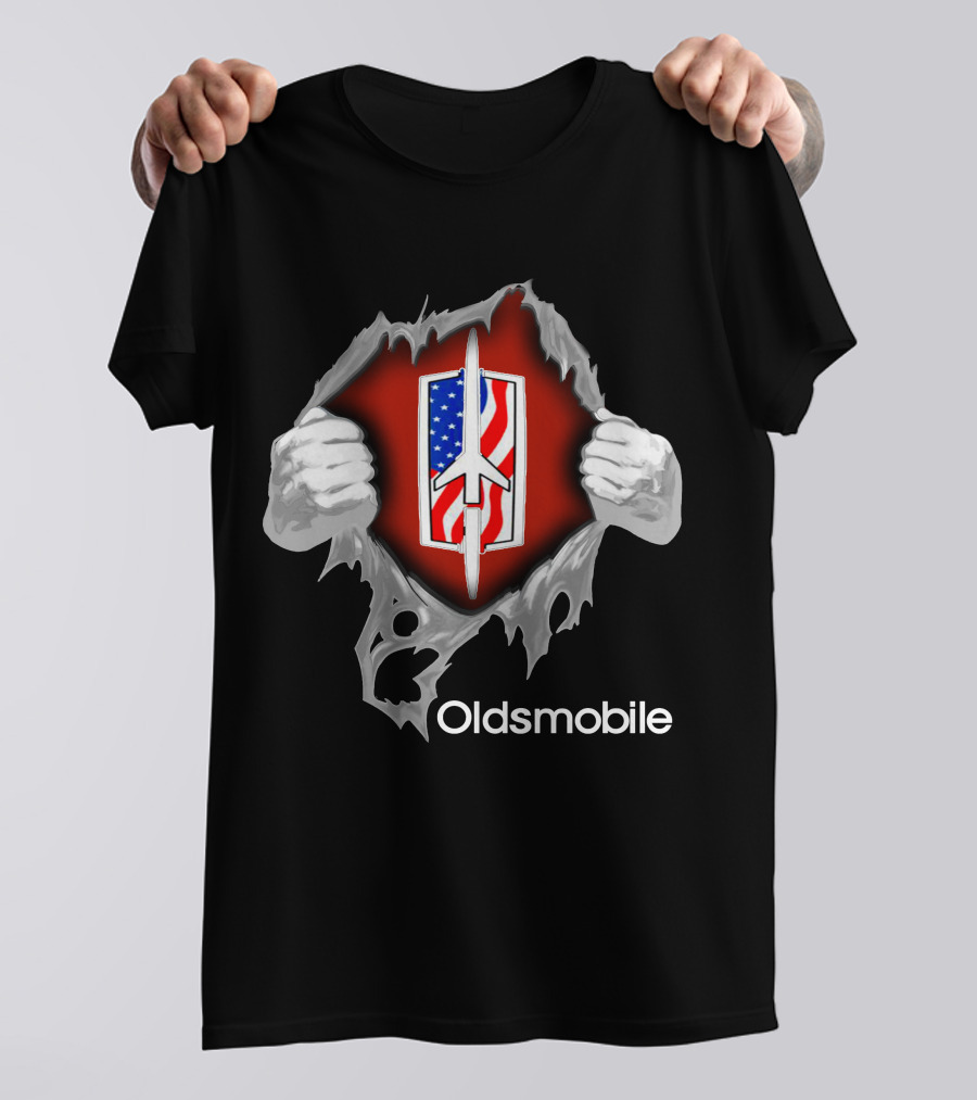 Oldsmobile USA Rocket Emblem With Ripped Effect T-Shirt
