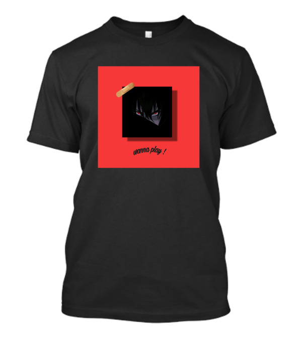 Sasukee Wanna Play Black Background Red Eyes T-Shirt