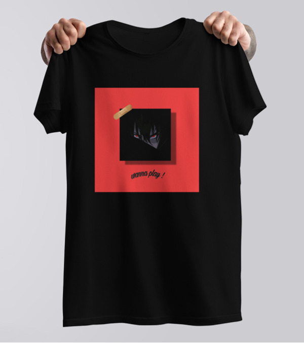 Sasukee Wanna Play Black Background Red Eyes T-Shirt