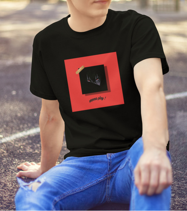 Sasukee Wanna Play Black Background Red Eyes T-Shirt