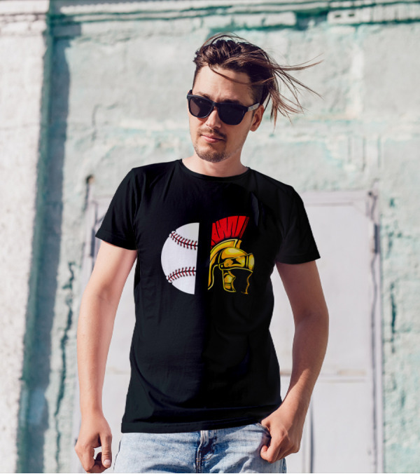 Spartans Baseball Helmet And Ball T-Shirt