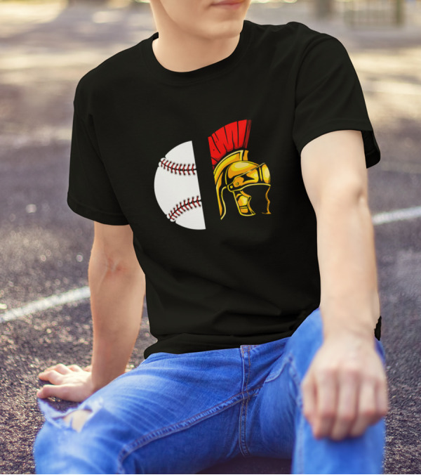 Spartans Baseball Helmet And Ball T-Shirt
