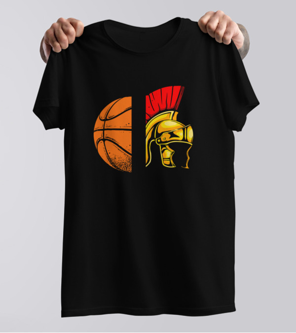 Spartans Basketball Helmet And Ball Fusion T-Shirt