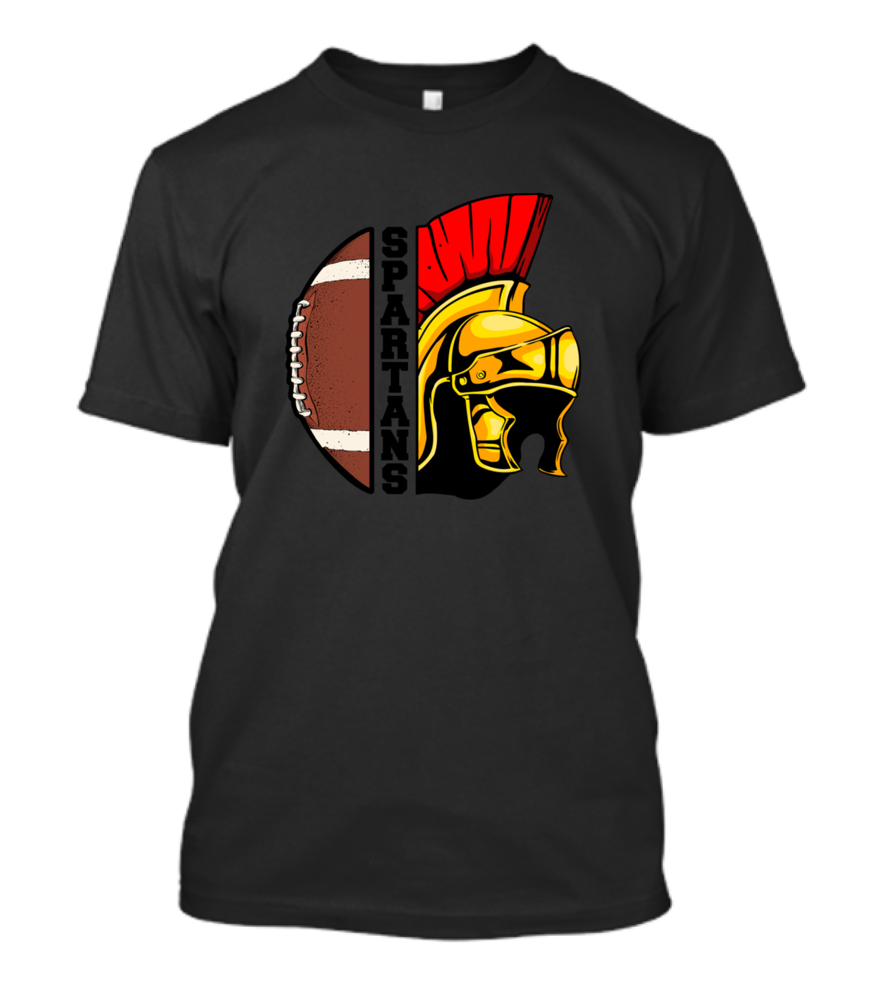 Spartans Football Helmet And Ball Fusion T-Shirt