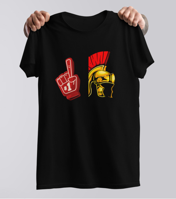 Number One Spartans Foam Finger Helmet Graphics T-Shirt