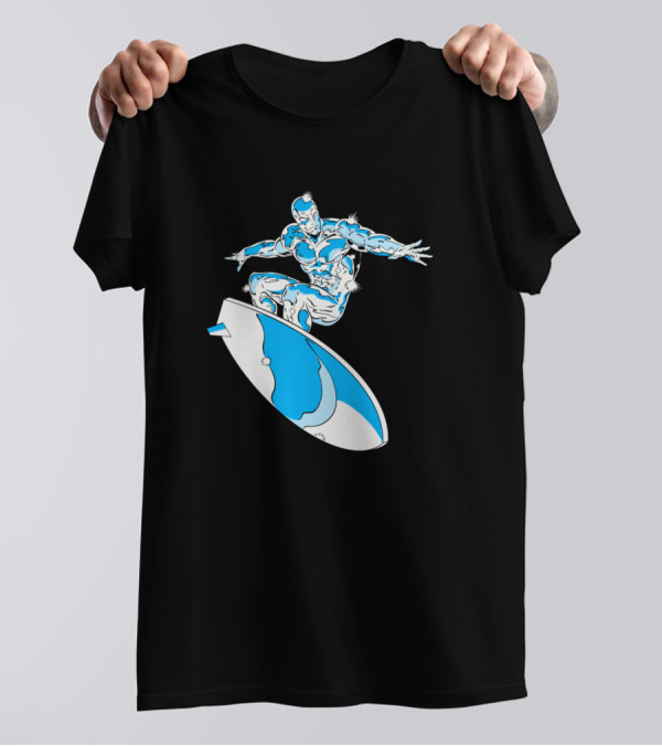 Surfin Time Silver Cosmic Surfer Rider T-Shirt