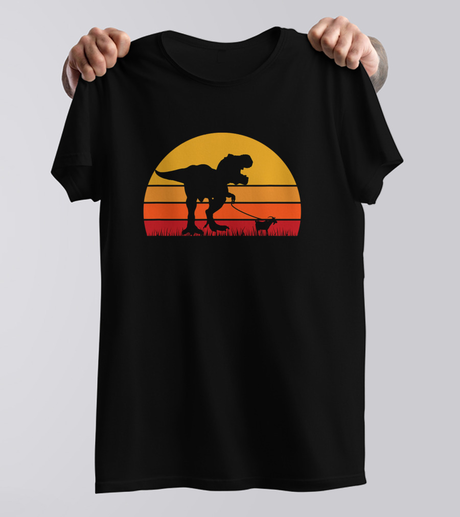 Sunset Tyrannosaurus Rex Walking Goat Dinosaur Trex T-Shirt