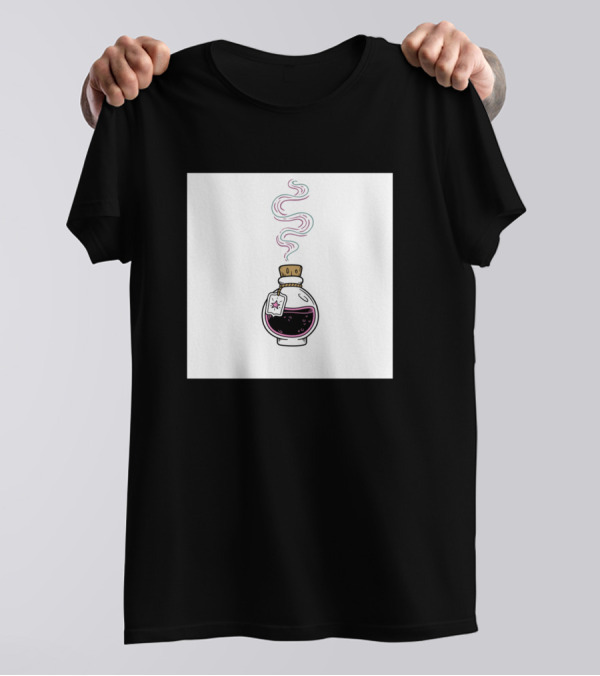The Great Explosion Potion Flask With Multicolored Smoke And Star Tag T-Shirt