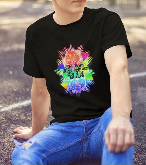The Sun Also Shines On The Wicked Rainbow Tigers Geometric Palms T-Shirt