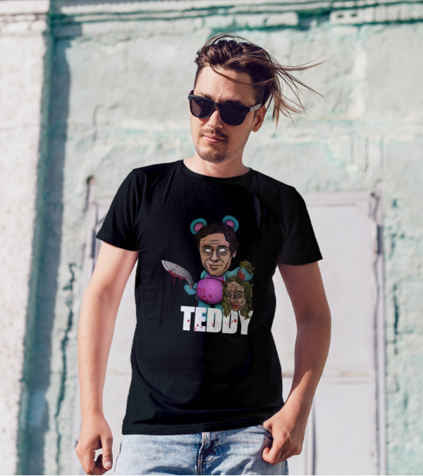 Teddy Bear Bundy Creepy Cartoon Character With Knife T-Shirt