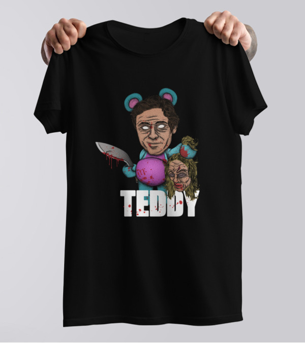 Teddy Bear Bundy Creepy Cartoon Character With Knife T-Shirt