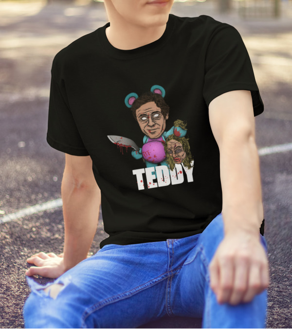 Teddy Bear Bundy Creepy Cartoon Character With Knife T-Shirt