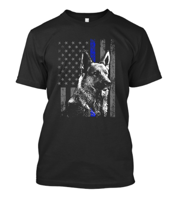 Thin Blue Line Flag German Shepherd Police Dog K 9 T-Shirt