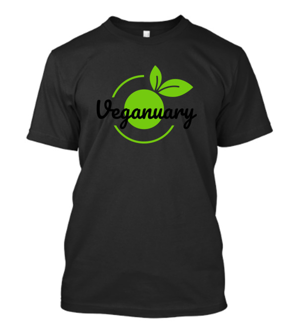 Veganuary Green Circle Leaf Emblem T-Shirt