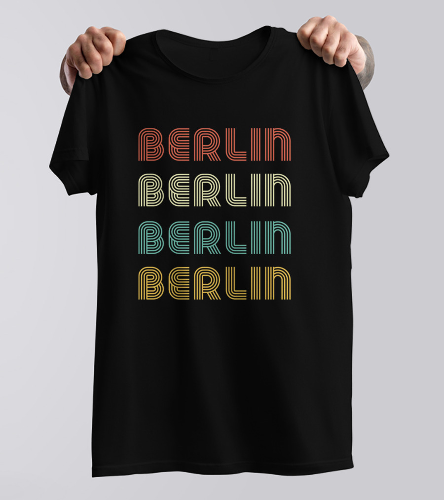 Berlin Vintage Retro Style Repeated Text Deco T-Shirt