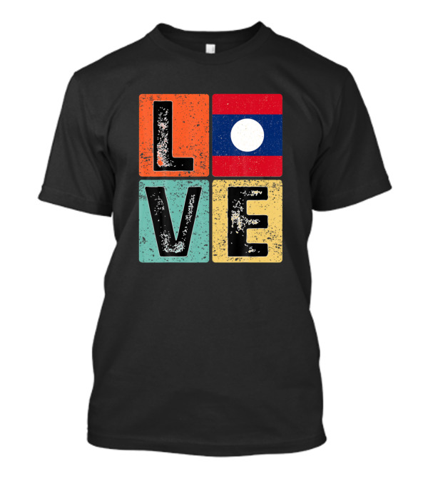 Vintage Retro Love Laos Flag Laotian Pride T-Shirt
