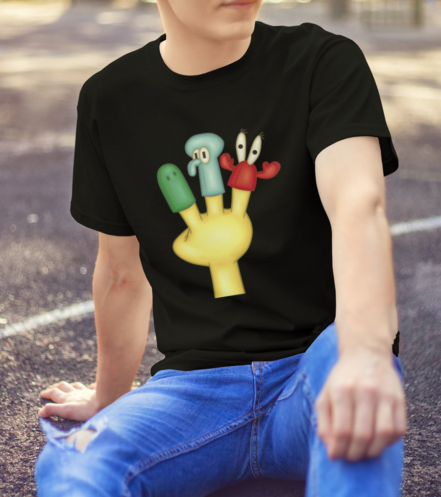 Wormie Dead Finger Puppet Parody Squid Red Green Characters T-Shirt