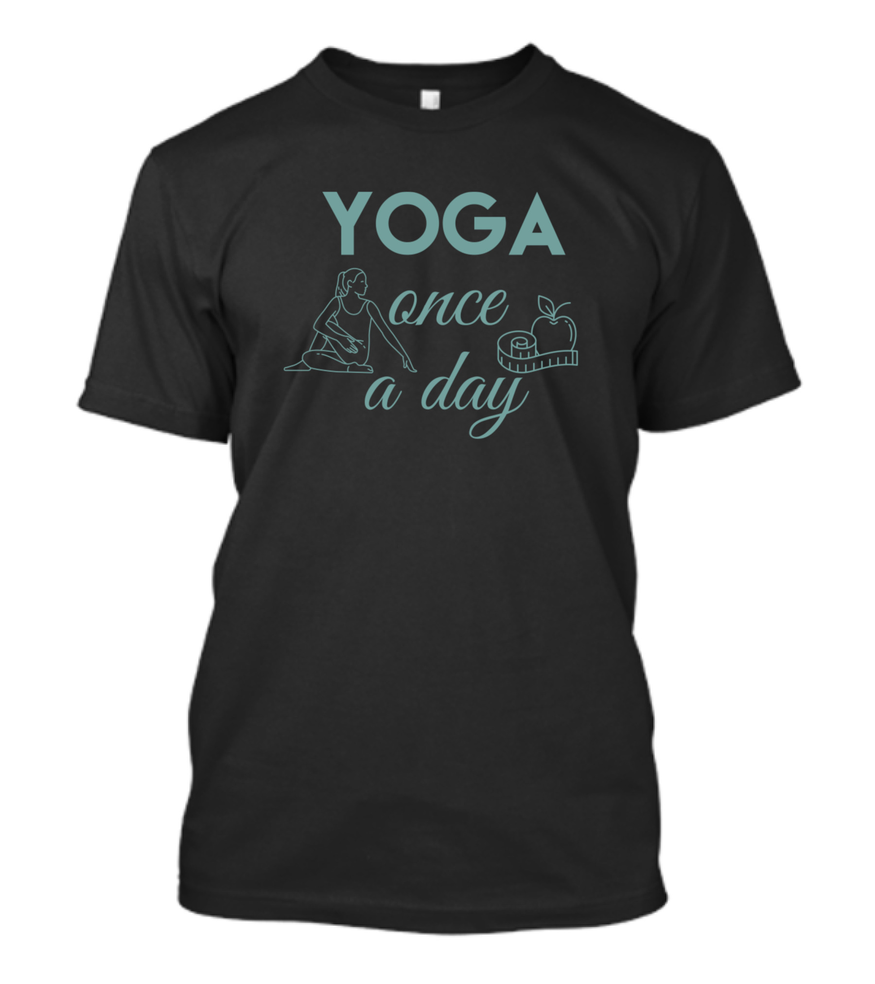 YOGA Once A Day Stretching Apple Tape Measure Fitness T-Shirt