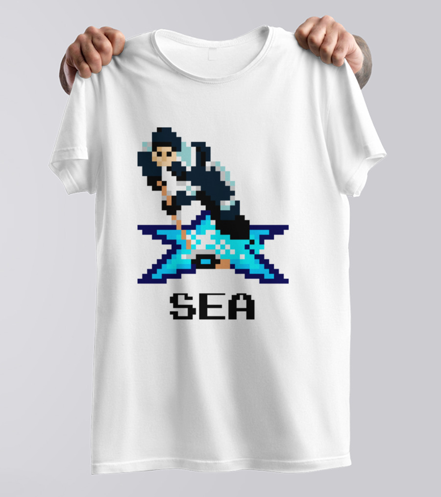 16 Bit Ice Hockey SEA Pixel Art Player T-Shirt