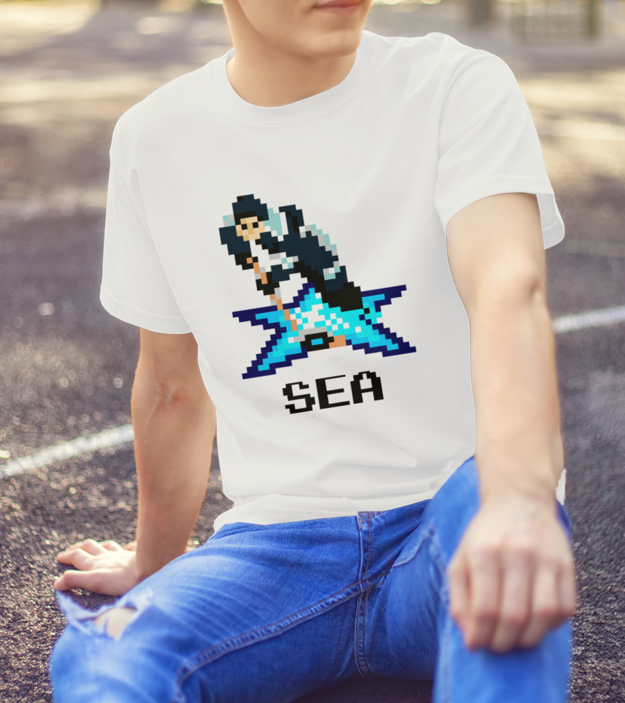 16 Bit Ice Hockey SEA Pixel Art Player T-Shirt