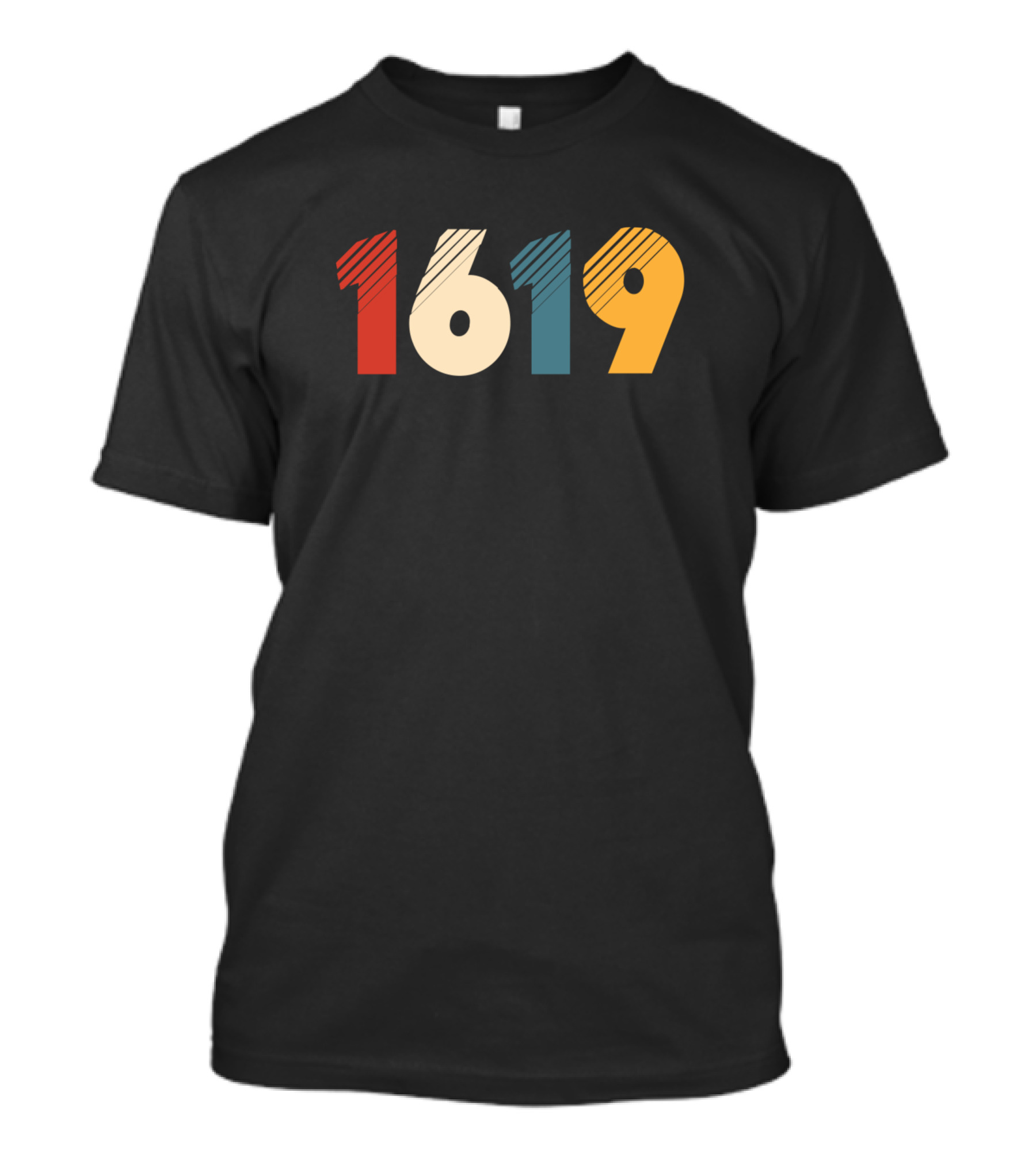1619 Project Commemoration Vintage Style Striped Numbers T-Shirt