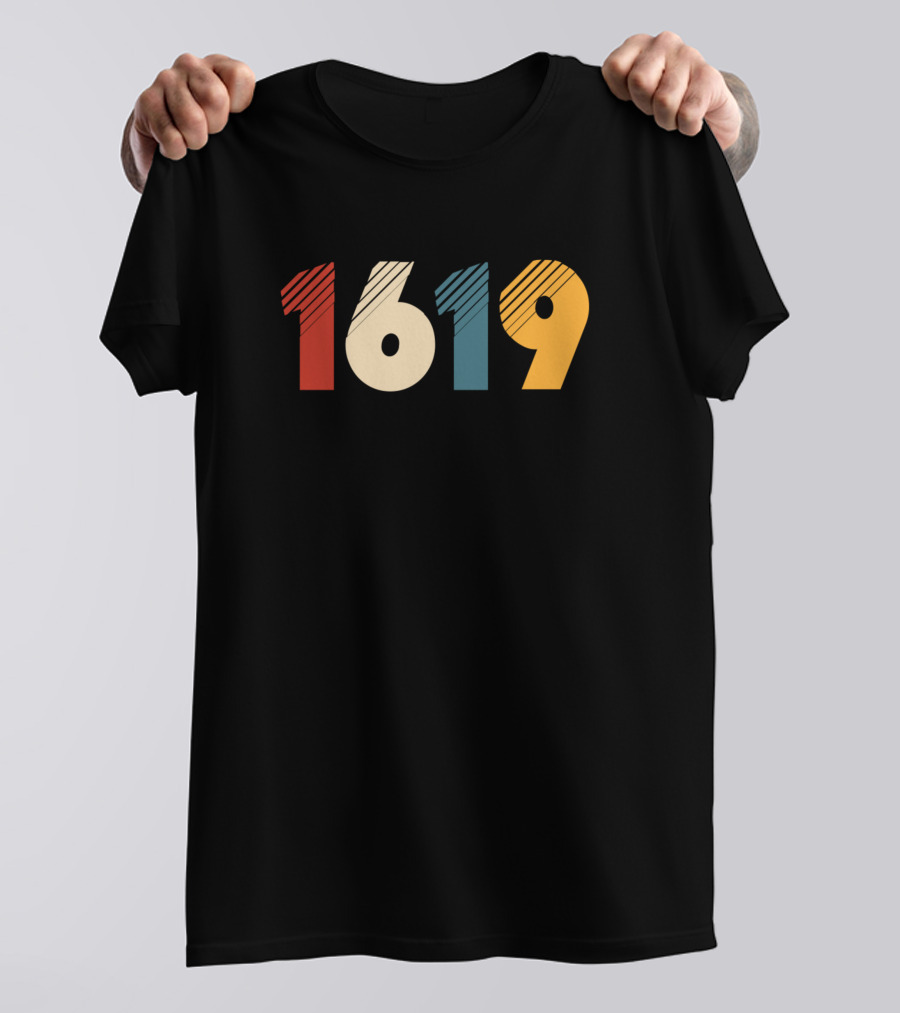 1619 Project Commemoration Vintage Style Striped Numbers T-Shirt