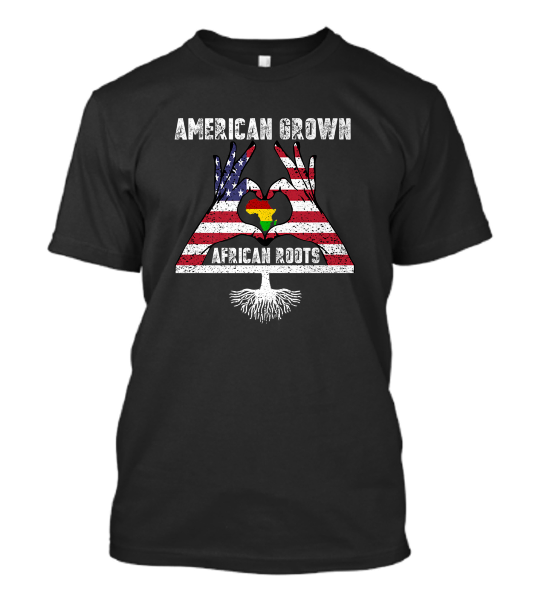 American Grown African Roots Flag Heart Africa Pride T-Shirt