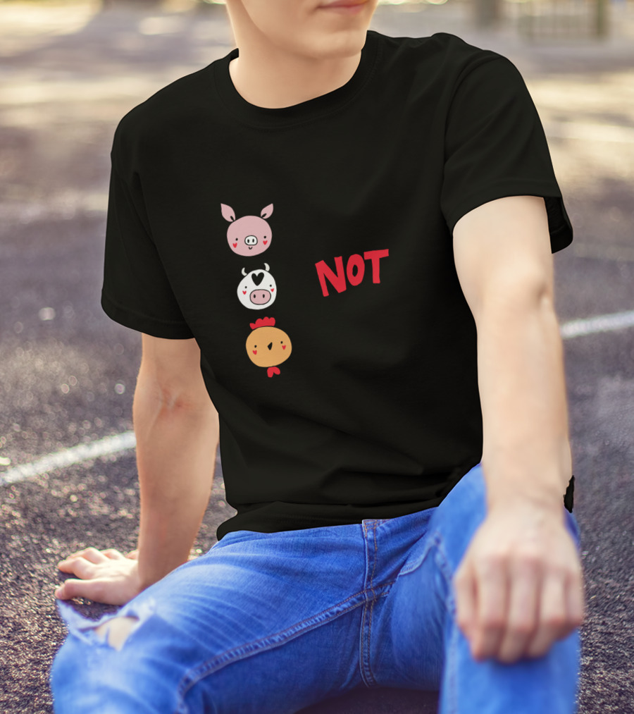 Animals Friends Not Food Vegan Pig Cow Chicken T-Shirt