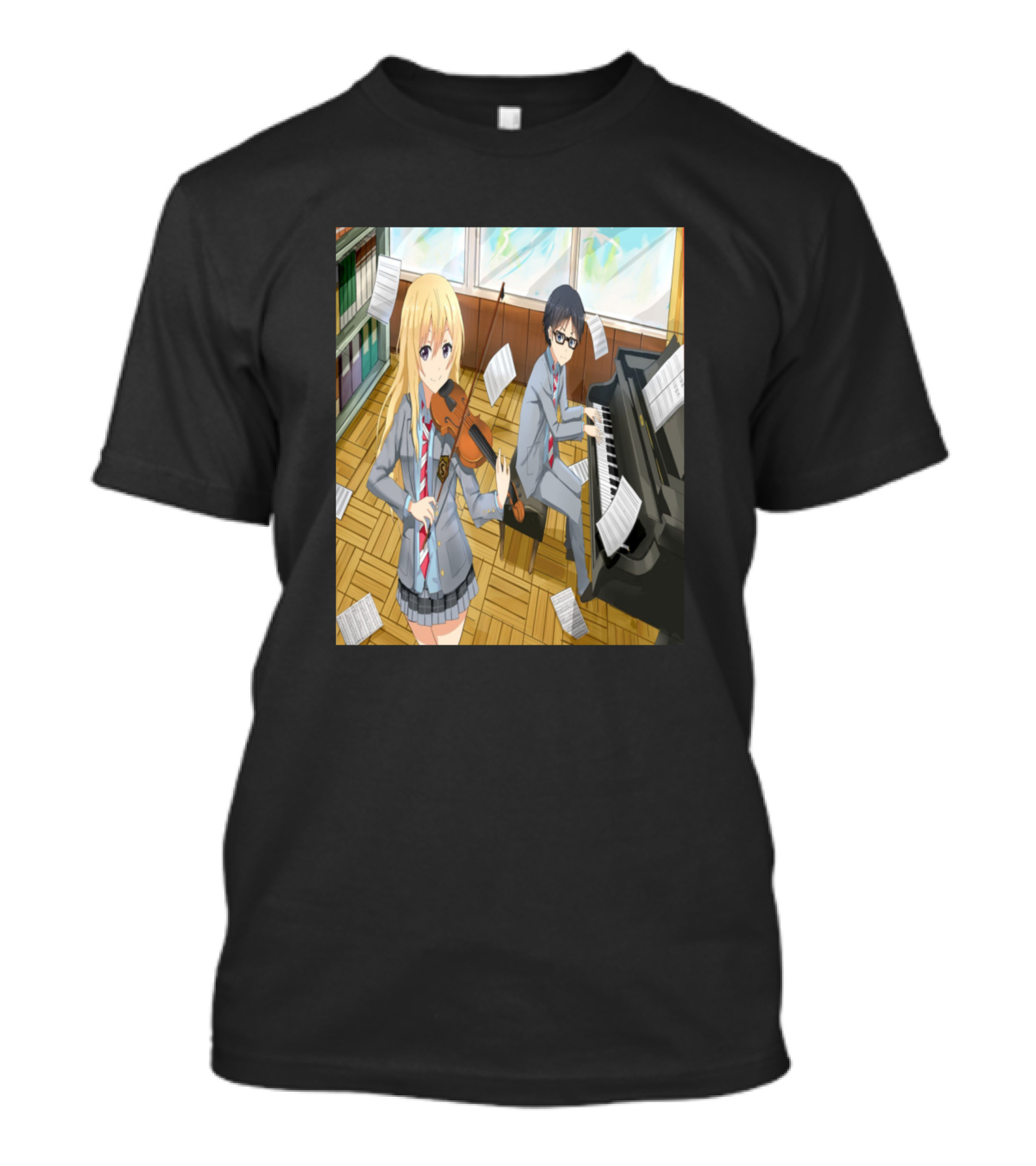 Arima Kousei X Kaori Miyazono Playing Music In School Room T-Shirt