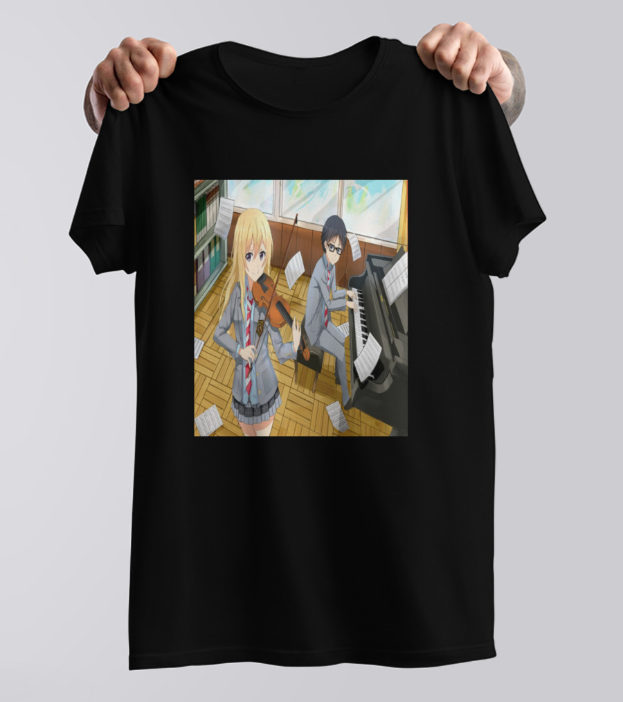 Arima Kousei X Kaori Miyazono Playing Music In School Room T-Shirt