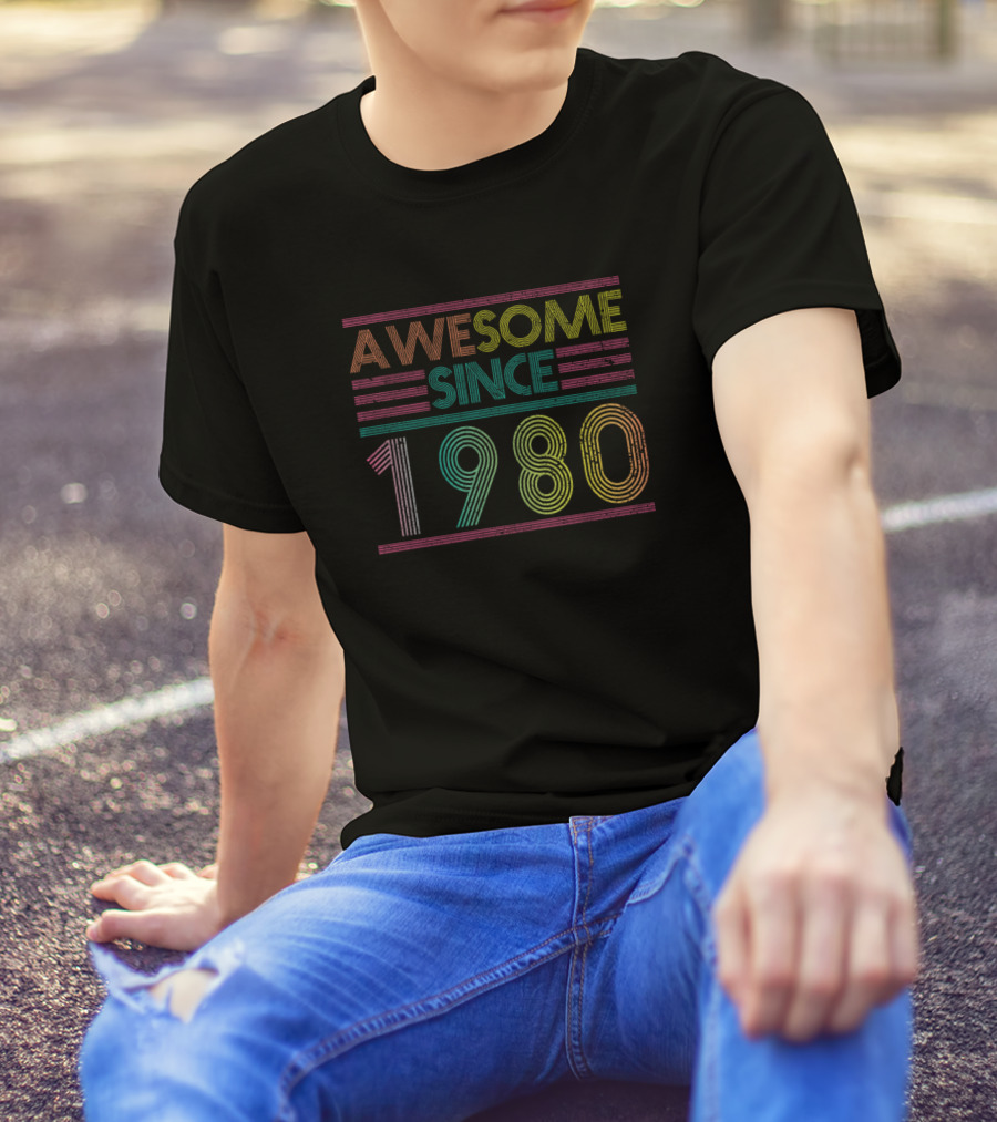 Awesome Since 1980 Best Retro Vintage Birthday Year T-Shirt