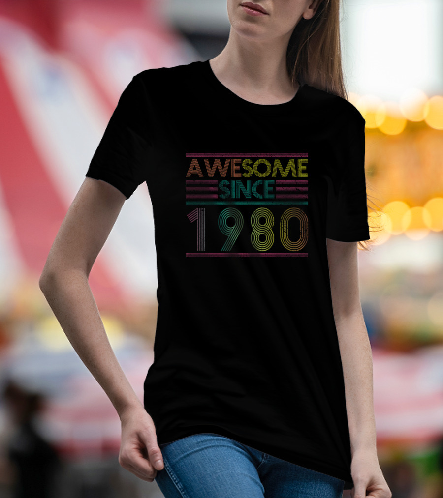 Awesome Since 1980 Best Retro Vintage Birthday Year T-Shirt