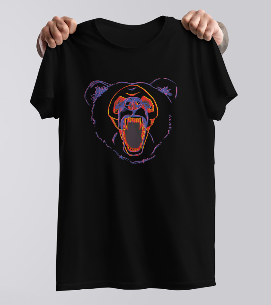 Bear Neon Roaring Face T-Shirt