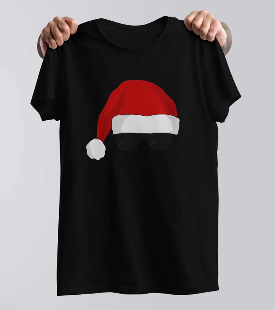 Bearded Man Wearing Santa Hat And Sunglasses T-Shirt