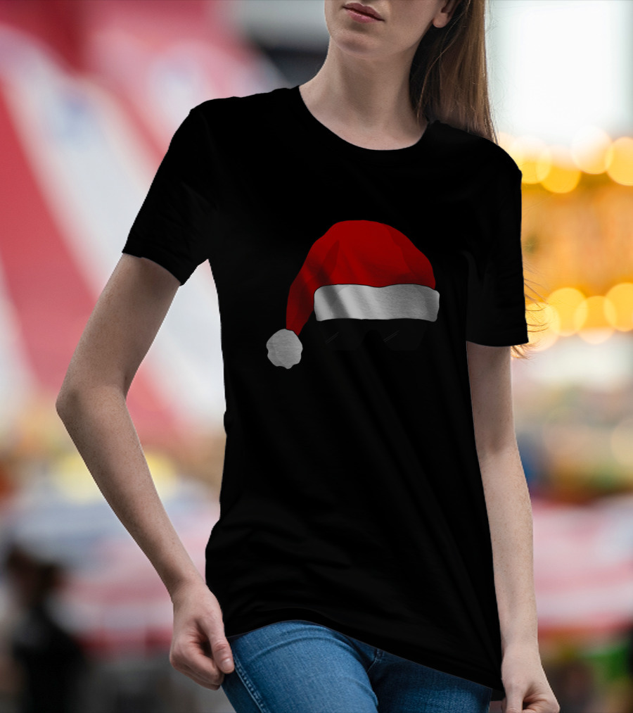 Bearded Man Wearing Santa Hat And Sunglasses T-Shirt