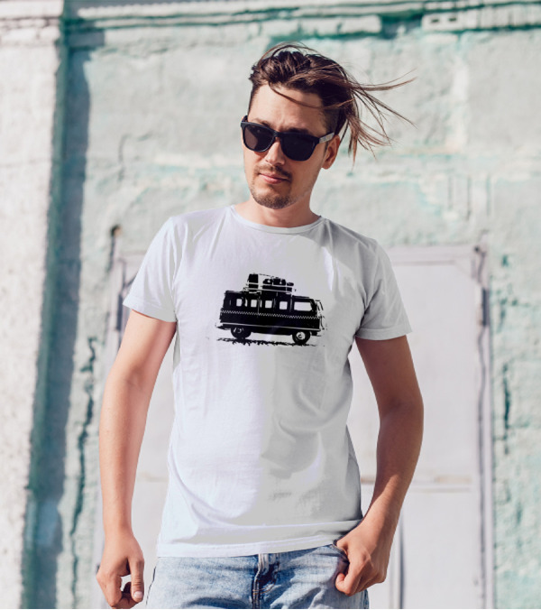 Black White Travel Van Adventure Journey T-Shirt