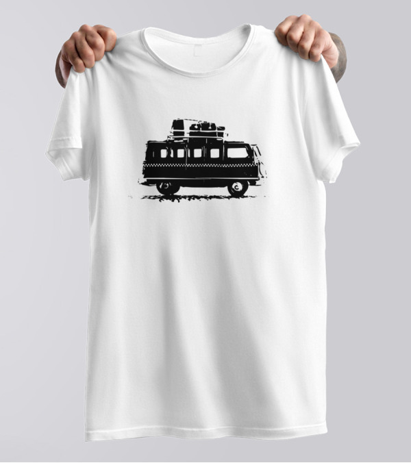Black White Travel Van Adventure Journey T-Shirt