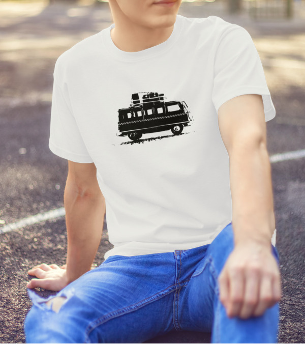 Black White Travel Van Adventure Journey T-Shirt