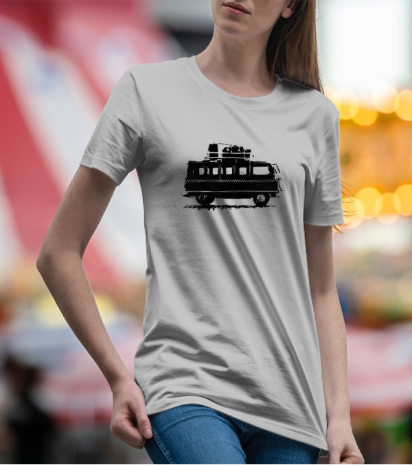 Black White Travel Van Adventure Journey T-Shirt