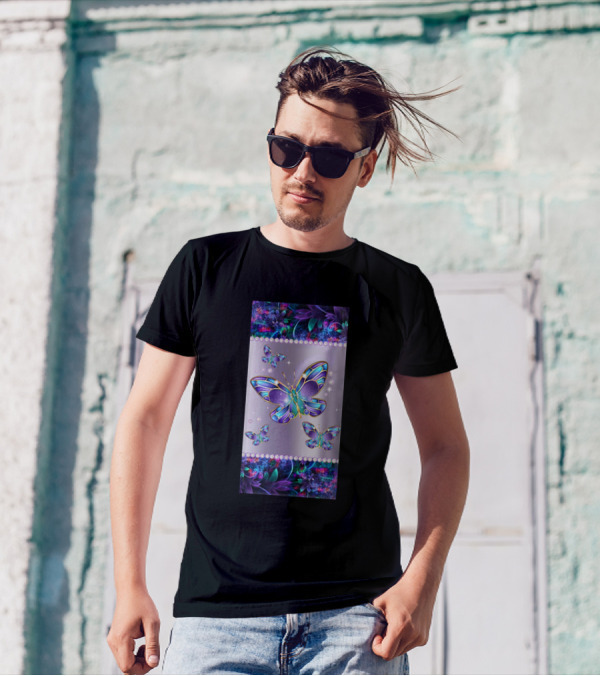 Butterfly Diamond Love Flowers Metal T-Shirt
