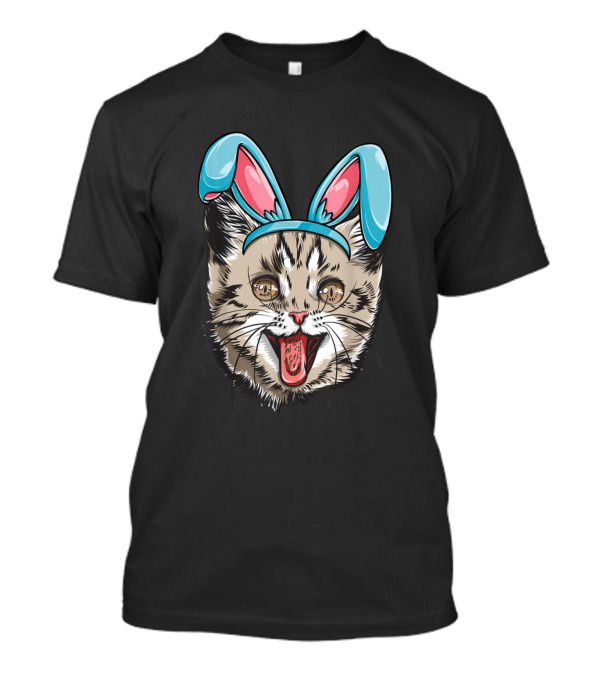 Cat Wearing Easter Bunny Ears Kitten Women Girl T-Shirt