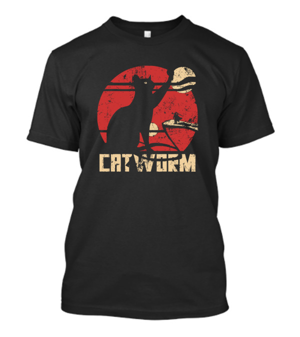 Catworm Retro Sunset Surfing T-Shirt