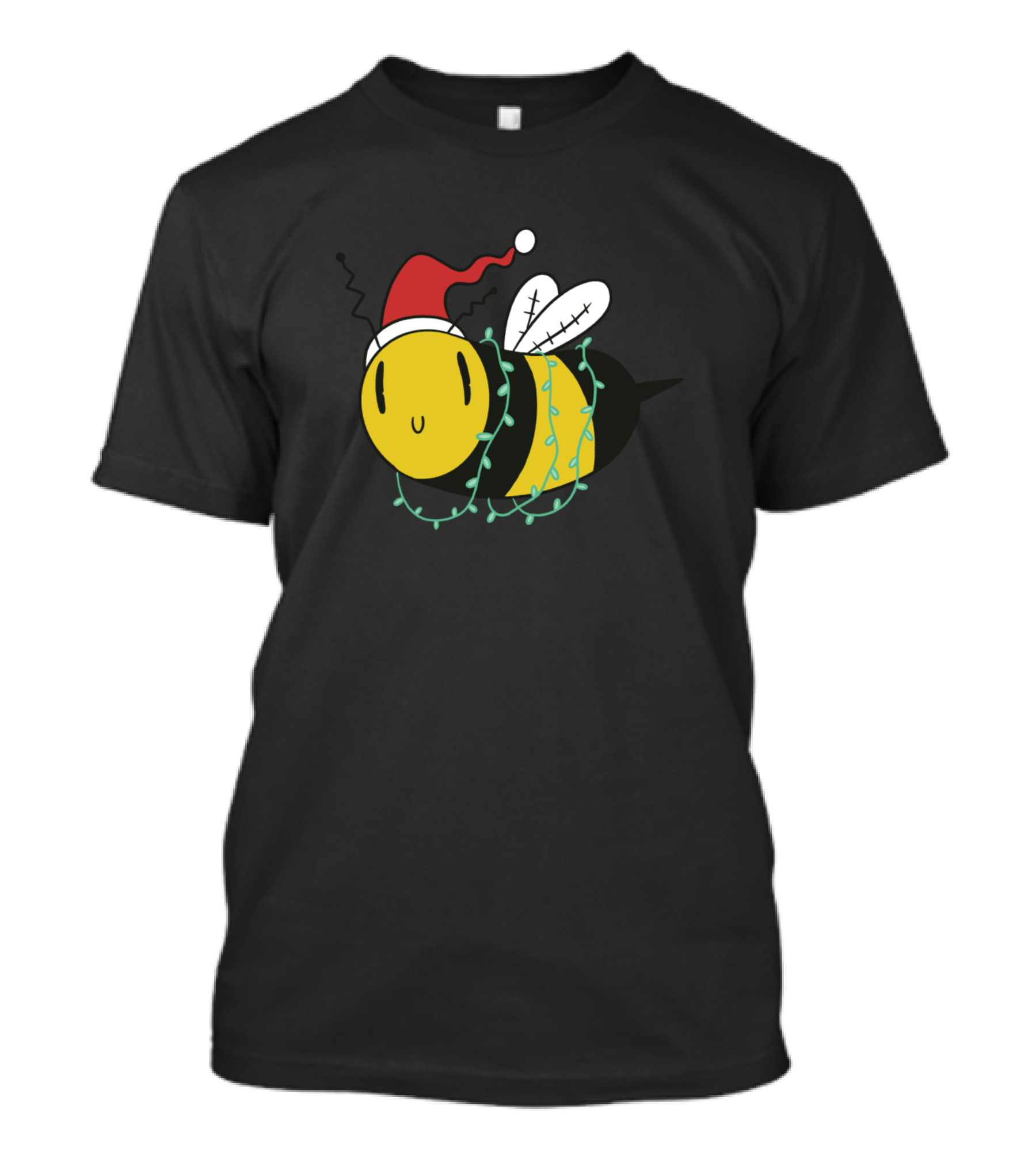 Christmas Bee Santa Hat Lights T-Shirt