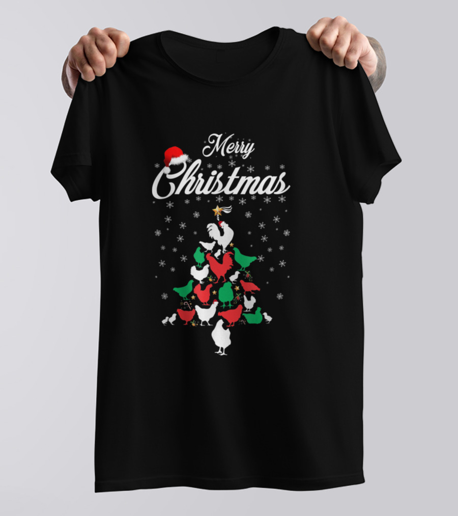 Merry Christmas Chicken Tree Festive Design For Chicken Lover T-Shirt