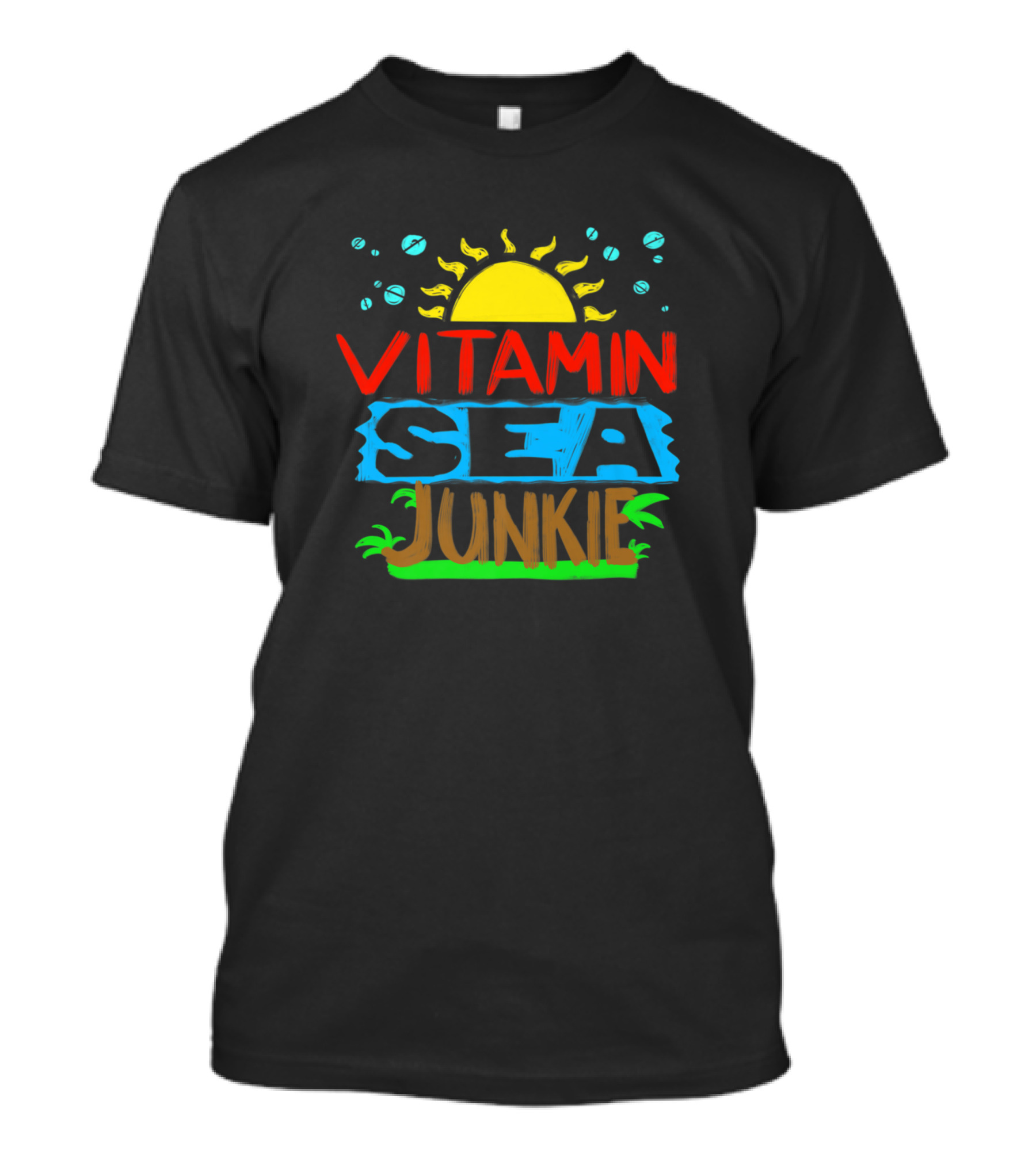Vitamin Sea Junkie With Sun And Wave Elements T-Shirt